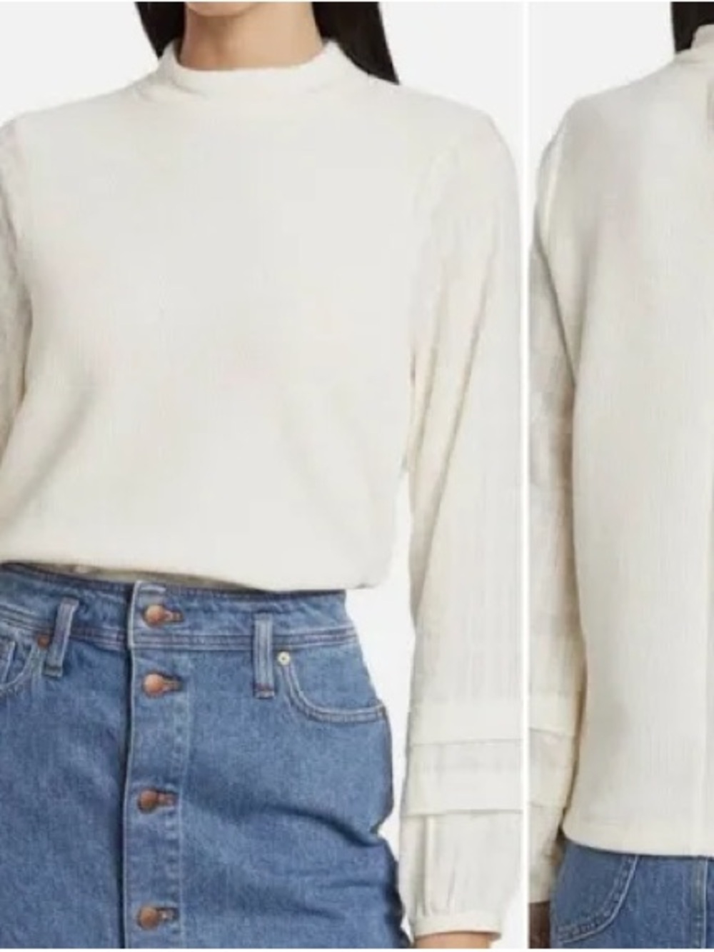 Madewell Cream Ribbed Mock Neck Sweater